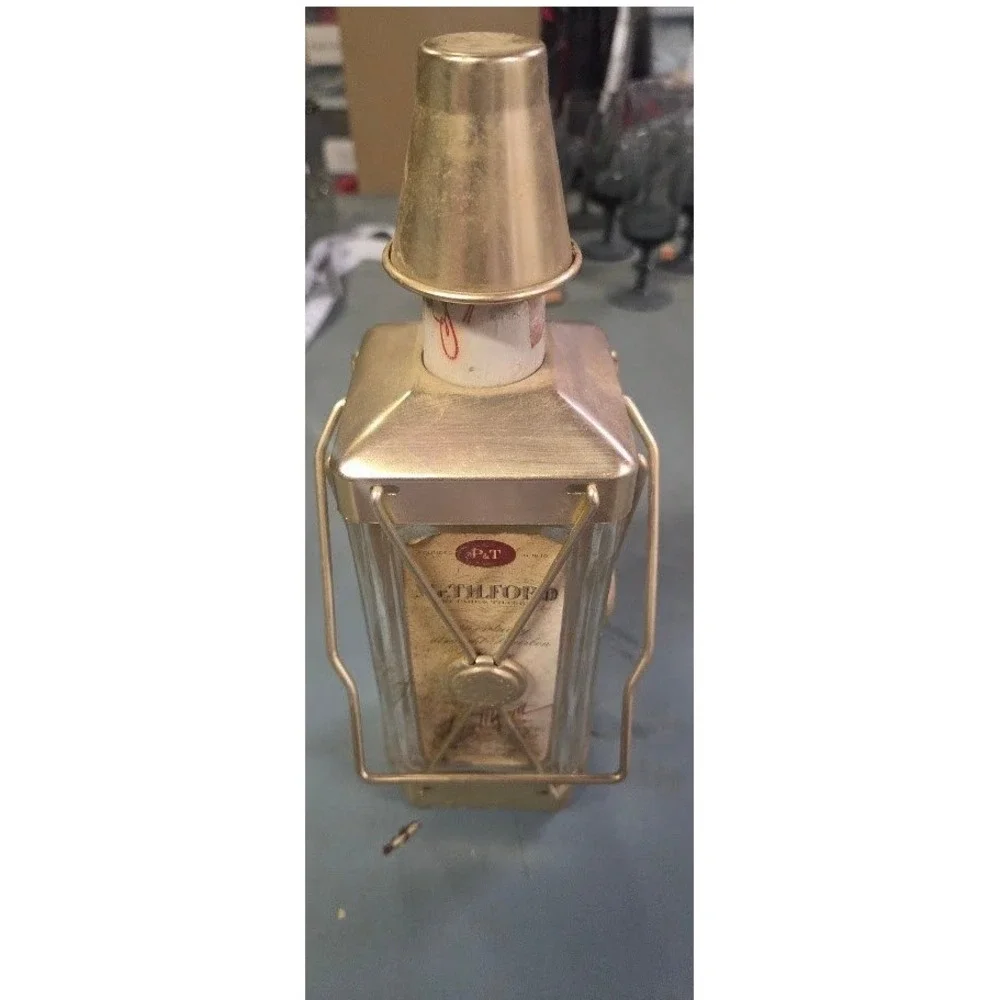 Vintage Swiss Harmony Park & Tilford Musical Liquor Decanter Lantern Gold Tone